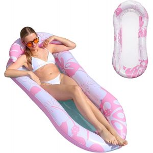Bouee Piscine, Chaise Longue De Piscine Avec Appui-Tête, Matelas Hamac Flottant Pour Piscine, Jouets Nouilles, Bain De Soleil, Lit Gonflable Pour La Plage, 150 X 78 Cm, Vert - Neuf