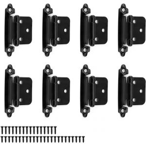 8 Pi&egrave;ces Charni&egrave;re M&eacute;tal, Noir Charniere Porte &Eacute;paisseur 1,4 mm, Charniere Porte Placard avec 40 Vis, Conviennent pour Portes Fixes, Portes D'entr&eacute;e, Portes de Chambres - Neuf