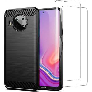 Lot De 2 Coques Pour Nokia X10/X20 Avec Film De Protection D'&eacute;cran Pour Nokia X10/X20 + Film Protecteur D'&eacute;cran En Verre Tremp&eacute; Pour Nokia X10/X20 + Housse, Anti-Rayures Et Anti-Traces De Doigts - Neuf