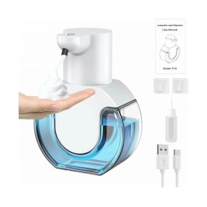 Distributeur de savon mousse automatique 4 niveaux, 430 ml, mural, rechargeable par USB, pour salle de bain, cuisine, bureau ou &eacute;cole - Neuf