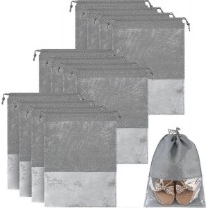 12pcs Sac De Rangement De Chaussures Sac De Rangement Non Tissé 17.3 X 12.6 Inchgray - Neuf