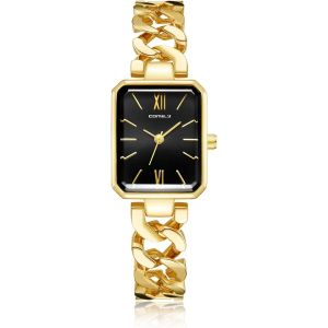 Shiba-Montre Femme Acier Inoxydable Rectangulaire Montre Bracelet Femme Analogique Quartz Etanche, Élégante Cadeau Pour Femme[131] - Neuf