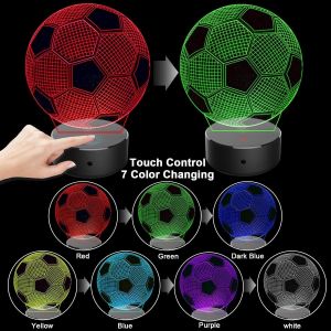 3d Illusion D'optique La Lumière De Nuit Pour Enfants Chambre À Coucher Table De Chevet Cadeau D'anniversaire Atmosphère Créative De La Décoration Avec Câble Usb Et Télécommande (Football) - Neuf