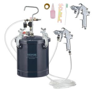 CHECARZHN--NO1-Pistolet À Peinture Avec Réservoir 10 L Pot De Pression De Peinture Entrée DAir 6,4 Mm Sortie 9,5 Mm 2 Pulvérisateurs De Peinture Buse 1,5 Mm 4 Mm Pression 60 Psi Pour Décoration Int - Neuf