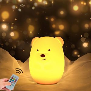 Kuwl-Grande Ours Veilleuse Pour Enfants, Lampe De Chevet Pour Bébé, Lampe Veilleuse Enfant, Veilleuse Bébé Lampe, De Nuit Portable En Silicone,Luminosité Et Couleur Réglables - Neuf