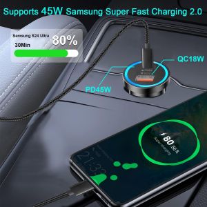 Tianyi-45w Chargeur Usb C + 63w Allume Cigare Chargeur Voiture Et Cable Pour Samsung Galaxy S25/S24 Plus/S24 Ultra/S22 S23 Fe,A55 A25 A35 A56 A54 A53 A15 A36 5g,Z Fold 4 5 Iphone 16 15 Pro Max Type C - Neuf