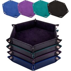 4 Pi&egrave;ces Piste De D&eacute;s Cuir Et Velours Plateau De Des Pliable Pour Dnd Rpg Jeux De Table (Noir,Cyan,Violet,Bleu Royal) - Neuf