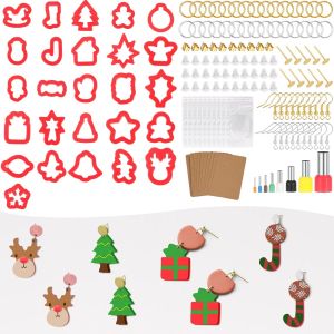 Jexnovashop-144 Pi&egrave;ces Coupeur Argile Polym&egrave;re De No&euml;l Pour Boucles D'oreilles, 26 Pcs Emporte-Pi&egrave;ces En Argile Polym&egrave;re Plastique Avec Crochets De Boucles D'oreilles En Kit Pour La Fabrication De Bi - Neuf