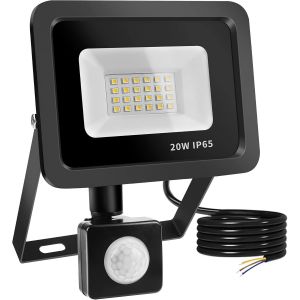 20w Projecteur Led Avec D&eacute;tecteur De Mouvement, 24 Leds Spot Led Ext&eacute;rieur Avec D&eacute;tecteur Ip65 Etanche, Projecteur Led Eclairage Exterieur 6000k Pour Jardin, Patio, Garage, Entr&eacute;e Bk02 - Neuf