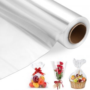 Papier Cadeau Transparent 43cm X 30m-Cellophane Emballage 3 Mils Pour Bonbons,Cadeaux,Fleurs-Rouleau Plastique - Neuf