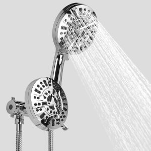 KAL-Pomme De Douche À Double Tête Salle De Bain Et Pomme De Douche Fixe Haute Pression Mobile Avec 8 Modes Et 2 Modes Haute Pression Et Tuyau De 1,5 M - Neuf