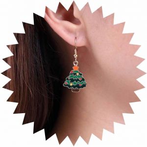 Kal-Boucles D'oreilles Vintage Arbre De No&euml;l Boucles D'oreilles Pendantes De No&euml;l Boucles D'oreilles Crochet De No&euml;l Boucles D'oreilles Arbre En &Eacute;mail Color&eacute; Bijoux Pour Femmes Et Filles - Neuf