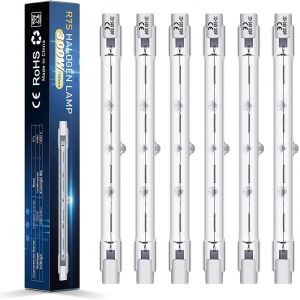 6 Packs 300w 118mm R7s Ampoule Halogène Dimmable,220-240v 4480lm 2800k Blanc Chaud J-Type Pour Éclairage De Travail,Sécurité,Paysage,Etc. - Neuf