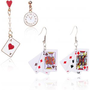 Kal-Boucles D Oreilles Poker Boucles D'oreilles Carte À Jouer Boucle D'oreille Fantaisie Amusantes Boucles D'oreilles Pendantes Asymétriques Pour Saint Valentin, Anniversaire, Cadeau - Neuf