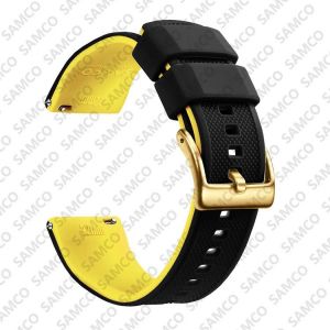 Bracelet De Montre En Silicone De Qualit&eacute; Sup&eacute;rieure,18mm 20mm 22mm,&Agrave; D&eacute;gagement Rapide,En Caoutchouc,De Remplacement.Black Yellow 3.18mm - Neuf