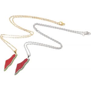 Collier Pendentif Past&egrave;que Unisexe Bijoux De Fruits Color&eacute;s Avec Drapeau Palestinien Pour Hommes Et Femmes Pour Toutes Occasions - Neuf