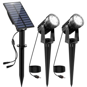 Spot Solaire Ext&eacute;rieur, 2 En 1 6000k Projecteur Solaire Exterieur Puissante, Etanche Ip65 Lampe Solaire Exterieur, 2 Modes Lumiere Solaire Pour Jardin, All&eacute;e, Chemin, Trottoir, Terrasse - Neuf