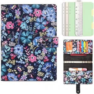 Chenquansarl-Reliures De Cahier En Cuir Rechargeables Journal De Motif D'&eacute;criture Avec Poches - Papier Lign&eacute;100gsm Pour Le Travail Voyages Scolaires (Fleurs, A5) - Neuf