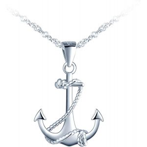 Kal-Colliers Pour Femmes Et Filles, Collier Pendentif En Argent 925, Colliers Pendentif D'ancre Classique, Symbole De Courage, De Protection Et De Force, Collier Créative, Bijoux Élégants - Neuf