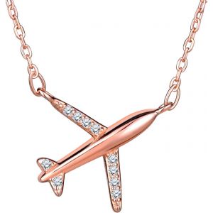 Kales-Collier Pendentif Femme Fille,Collier En Argent 925 Orn&eacute; Zircon,Collier La Forme D'avion &Eacute;l&eacute;gant - Neuf