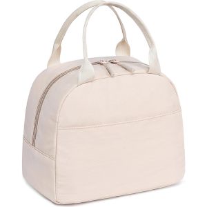 Bo&icirc;te &agrave; d&eacute;jeuner isol&eacute;e pour femmes sac &agrave; d&eacute;jeuner en velours c&ocirc;tel&eacute; sac &agrave; main &eacute;tanche glaci&egrave;re thermique sac &agrave; d&eacute;jeuner grande capacit&eacute; (beige pur) - Neuf