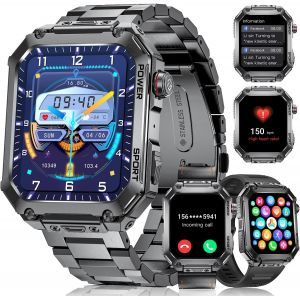 Montre Connectée Homme-1.91'' Écran/500Mah Batterie,Ip68 Étanche Montre De Fitness 3 Sangles Avec 100+ Modes Sport,Moniteur Sommeil/Fréquence Cardiaque,Podomètre Pour Android Ios - Neuf