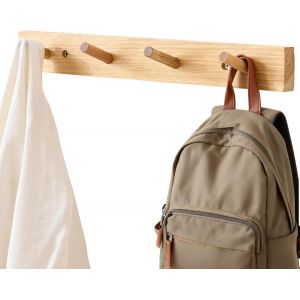 Porte Manteau Mural en Bois de Noyer, 40cm Patere Portemanteaux pour Vestes, Manteaux, Foulards, Sacs, 4 Crochets Porte manteau en Bois pour Chambre &agrave; coucher - Neuf
