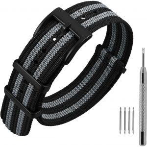 Kal-Bracelet De Montre En Nylon Avec Boucle En Acier Inoxydable, Sport Bande De Remplacement 16mm 18mm 20mm 22mm - Neuf