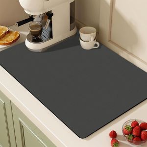 Eryi-Tapis Egouttoir Vaisselle 60x40 Cm En Silicone, Tapis Absorbant Vaisselle Antidérapant, Tapis Vaisselle Absorbant Pour Evier, Tapis Machine À Cafe, Tapis Evier Cuisine Gris Foncé - Neuf