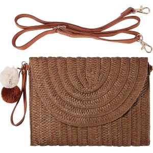 Sac à bandoulière en paille Pochette en paille Sac à bandoulière en paille Sac à main décontracté en paille de plage - Neuf