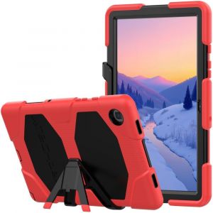 Loc-G-Shock Étui Pour Samsung Galaxy Tab A7 10.4 2020 (Sm-T500 / Sm-T505) Coque Rigide, Haute Protection Anti-Choc Avec Support Amovible - Housse Pour Enfants Écoles Ouvriers Bâtiments - Rouge - Neuf
