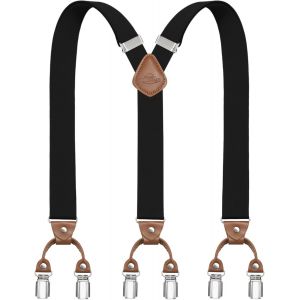Cauc-Bretelles Pour Hommes Avec 6 Pinces M&eacute;talliques En Y Ajustables Bretelles Pour Pantalons Bretelles &Eacute;lastiques Robustes Pour Hommes - Neuf