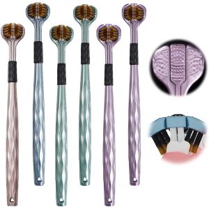 KALANKA-6 Pi&egrave;ces Brosse a Dent &agrave; Trois Faces Brosse &agrave; Dent avec Poign&eacute;e Confort Brosse a Dent Souple avec Gratte-Langue Brosses &agrave; Dents Manuelles Brosse &agrave; Dent Enfant Toothbrush (Couleurs Al&eacute;atoires) - Neuf