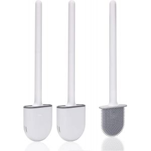Kgabery-Brosse Toilette Silicone,(2 Pièces) Brosse Toilettes Wc,Brosse Wc Silicone Et Supportsavec Des Poils Doux Et Une Poignée Antidérapante Brosse Toilette Silicone Nettoyage Rapides Brosse Wc Sus - Neuf