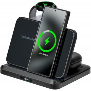 Checarzhn--No1-Station De Charge 3 En 1 Pliable, Chargeur Sans Fil, Chargeur Sans Fil Rapide, Compatible Avec Apple/Samsung Série Cellulaire/Casque/Watch (Noir) - Neuf
