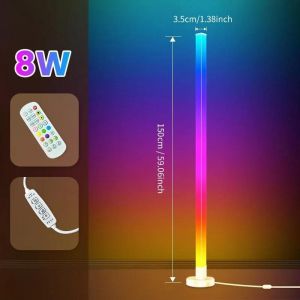 Lampadaire Led Intelligent Rgb,Télécommande/Interrupteur/Contrôle Par Application,Usb,Synchronisation De La Musique,Coin D'ambiance Moderne,Lumière Sur Pied Pour Salon,Fête De Jeu-1pc 150cm- - Neuf