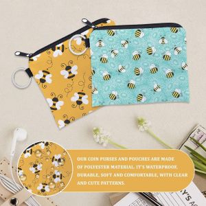 Portefeuille &Agrave; Motif D'Abeille 2 Pi&egrave;ces,Portefeuille Mignon,Portefeuille Portable,Mini Sac De Rangement,Sac De Rangement &Eacute;tanche - Neuf