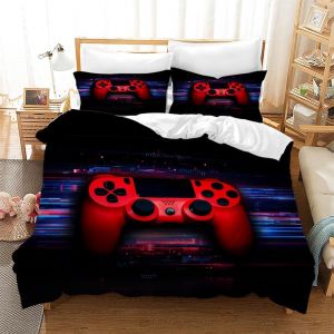 Sjzg-Housse De Couette Gamer 200 &times; 200 Cm Pour Enfants,Parure De Lit Gamer En Microfibre,Motif Gamepad 3d,1 Housse De Couette + 2 Taies D'oreiller 50 X 75 Cm(Gamer 2) - Neuf