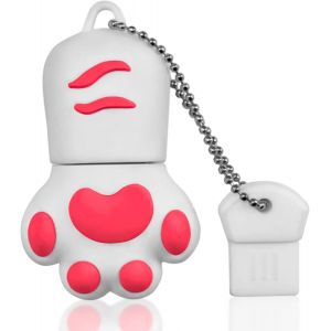 Cl&eacute; USB 64Go, Cle USB Lovely Pendrive 64 Go Cartoon Flash Drive USB 2.0 Pattes de Chat M&eacute;moire Stick Pen Drive pour Cadeau, PC, Tablette Stockage de donn&eacute;es (Blanc) - Neuf