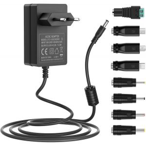 JGD-Alimentation 5v, Adaptateur 5V 3A 2A 1A, pour Moniteur B&eacute;b&eacute; Cadre Photo Num&eacute;rique Tire-Lait Haut-Parleur Bluetooth Bo&icirc;te TV ADSL Cat HUB Appareil Android Cordon d&iquest;Alimentation 5vdc avec 8pcs Tips - Neuf