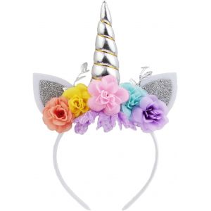 Kal-Serre-Tête Licorne Avec Oreilles De Poney À Paillettes Pour Filles, Fête, Anniversaire, Costumade (Argenté Et Rose), Enfants - Neuf