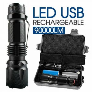 Lampe de poche lumineuse, zoom, mise au point, torche d'éclairage L2, mini torche portable rechargeable, lampe de poche puissante (ensembles) - Neuf