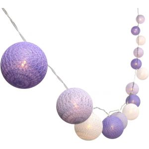 KAL-Guirlande Lumineuse De 3 M Avec 30 Boules À Led En Coloré - Fonctionne Avec Des Piles, Idéale Pour Noël Ou Un Mariage Purpel White - Neuf