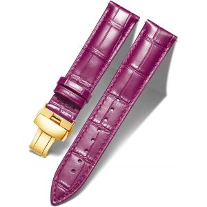 Kalanka-Bracelet De Montre En Cuir Femme Homme 12mm-24mm Bracelet De Remplacement Avec Boucle De Déploiement Papillon Argent/Or/Or Rose - Neuf
