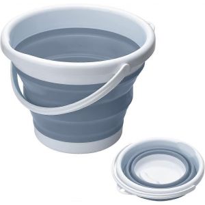 Seau Pliable En Silicone, Seau Peu Encombrant Pour Le Nettoyage De La Maison, Le Camping, La P&ecirc;che, Le Jardinage Et Les Voyages - R&eacute;servoir D'eau Portable (Gris, 10 L) - Neuf