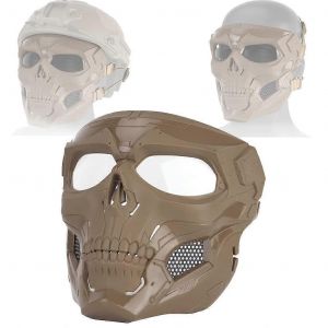 Masque Integral Reglable Pour Jeux Cs En Exterieur, Cosplay, Airsoft, Paintball, Double Mode, Avec Lunettes De Securite, Equipement Tactique (Marron) - Neuf