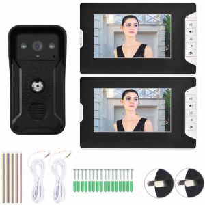 Interphone video couleur filaire 100-240 V 7 pouces, vision nocturne, sonnette etanche a la pluie (prise AU) - Neuf