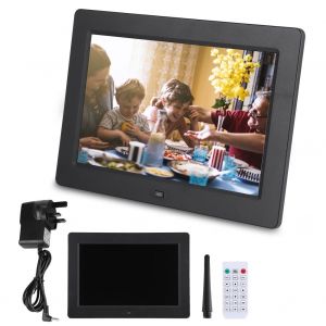 Cadre photo numerique 8 pouces 1280 x 800, reveil, lecteur, album, telecommande, ecran IPS, noir, Royaume-Uni - Neuf