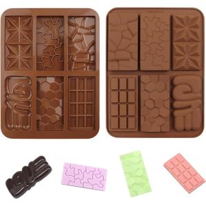 Ayuhr-Lot De 2 Moules À Chocolat En Silicone Moule Tablette Chocolat Moule Silicone Tablette De Chocolat Profond Antiadhésifs Mini Moule Tablette Chocolatpour Les Bonbons, Les Gelées, Les Chocolats C - Neuf