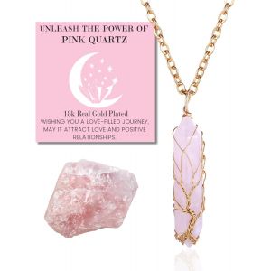 Kal-Collier En Pierre De Lune - Amour Lunaire - Fil Arbre De Vie Fait Main Plaqué Platine/18 Carats Or,Pendentifs En Forme De Hexagonale En Cristal Naturel Et Chaîne De 50cm,Cadeau Pour Elle - Neuf